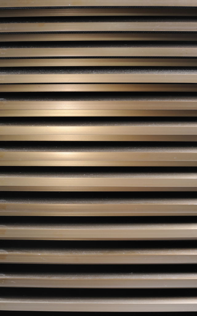 Close-up of a steel louvre door. Steel Louvre Doors by Welsh Steel Doors.